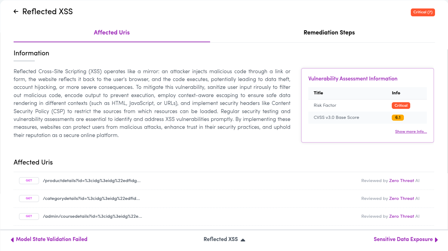 Web App Vulnerabilities – See details on all web vulnerabilities found