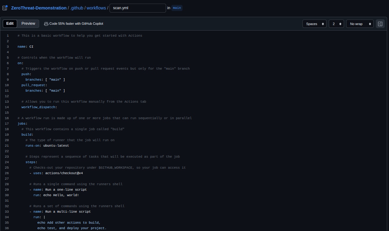 GitHub Actions – Run ZeroThreat Scans in CI Pipeline