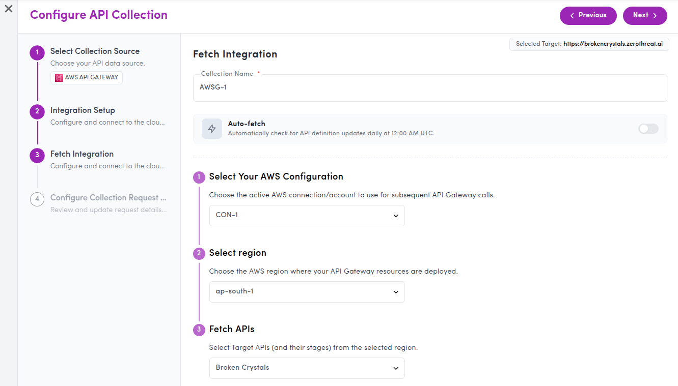 Creating a Collection – Set Up API source for Scanning