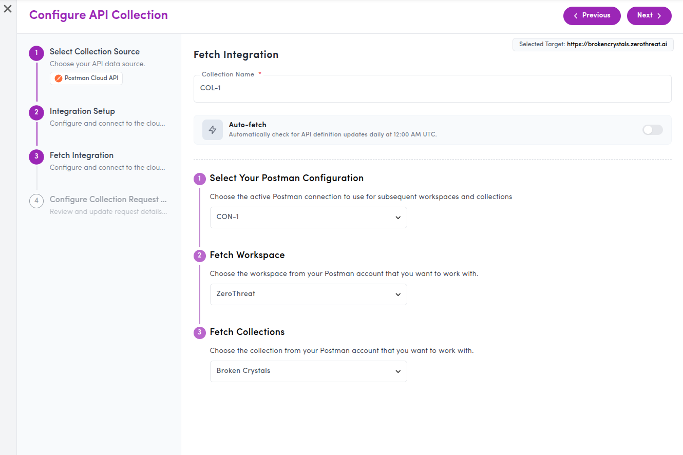 Creating a Collection – Set Up API source for Scanning